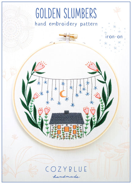 golden slumbers iron-on embroidery pattern – Three Little Birds