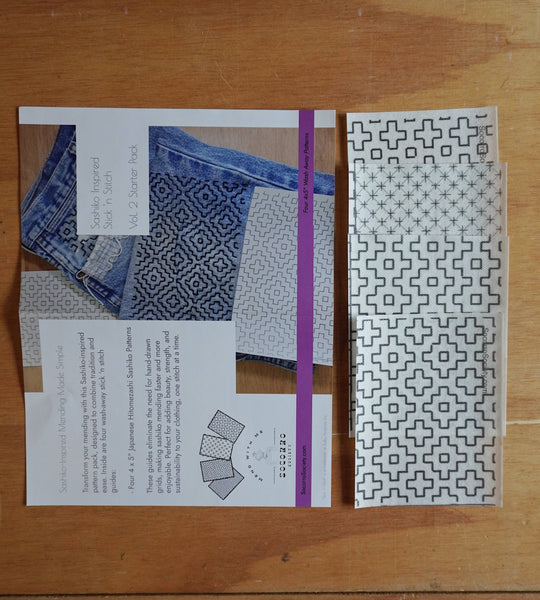 Sashiko Inspired Visible Mending Stick ‘n Stick Patterns Starter Pack Vol. 2