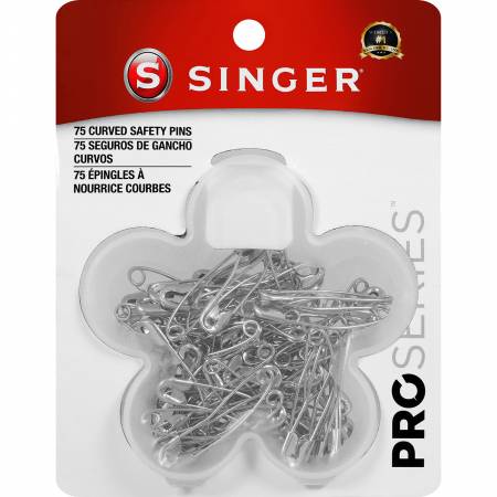 Curved Safety Pins in a Flower Case 75ct -- Singer