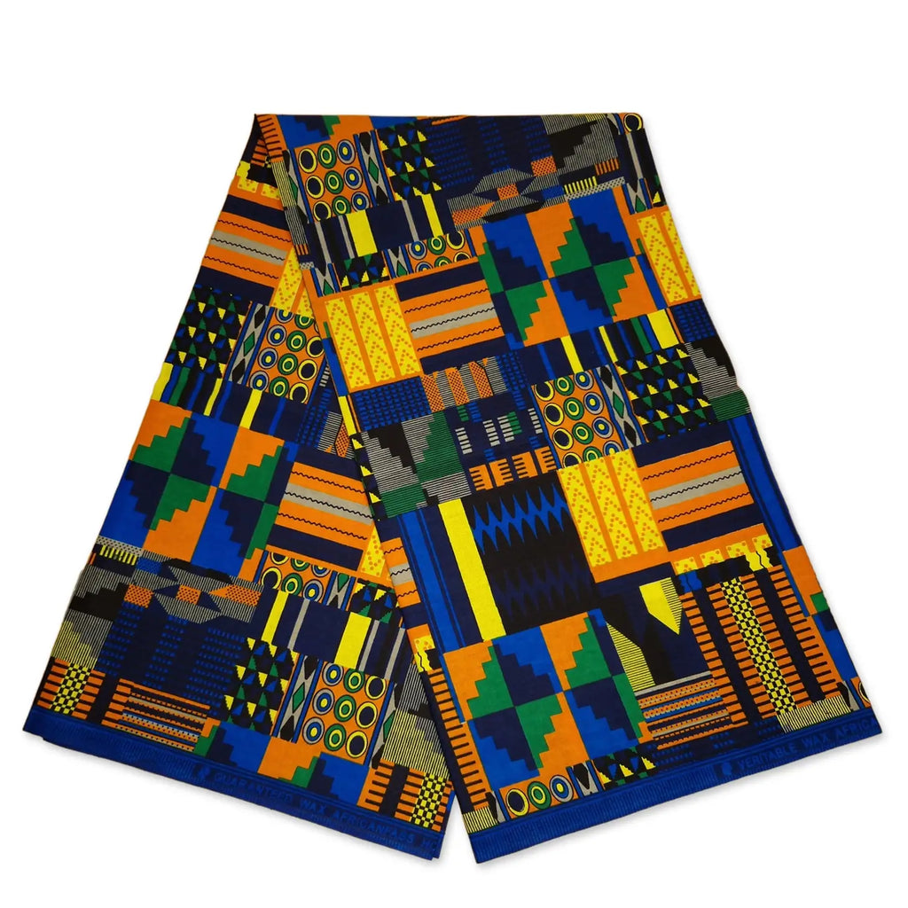 Blue and Red Kente Cloth | One Love Fabrics