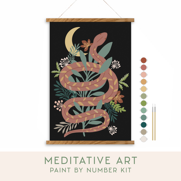 Floral Snake Meditative Art Paint by Number Kit