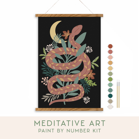 Floral Snake Meditative Art Paint by Number Kit