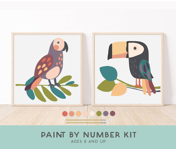 Tropical Birds Paint by Number Kit for Kids