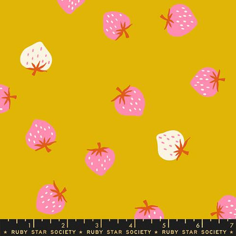 Strawberry Toss in Goldenrod-- Picturebook by Kim Kight for Ruby Star Society -- Moda Fabrics