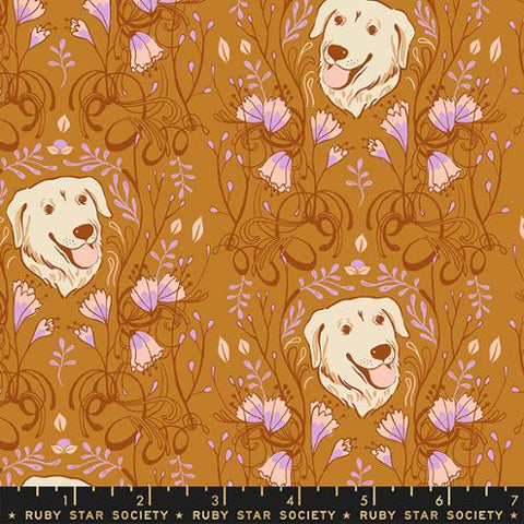 Golden Garden in Earth  ---  Dog Park by Sarah Watts -- Ruby Star Society -- Moda Fabric