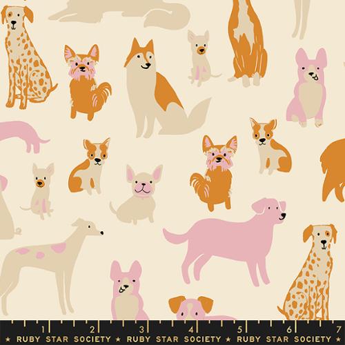 Dog Medley in Shell  ---  Dog Park by Sarah Watts -- Ruby Star Society -- Moda Fabric