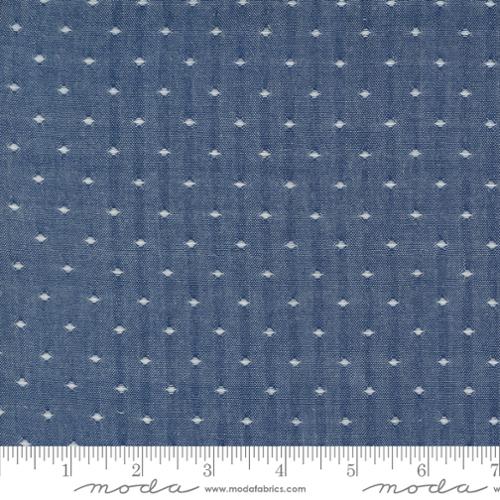 Wovens Dots in Midnight Jeans --  Denim Daisies by Fig Tree Co. -- Moda Fabrics