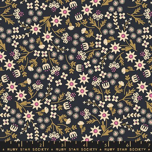 Inflorescence Florals in Soft Black -- Favorite Flowers by Ruby Star Society -- Moda Fabric