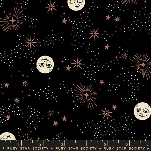 Wise Moons in Black---  Good Spirits -- Ruby Star Society -- Moda Fabric