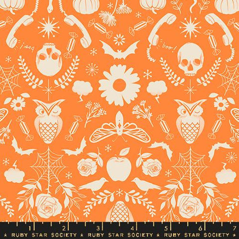 Creepy Damask in Pumpkin ---  Good Spirits -- Ruby Star Society -- Moda Fabric