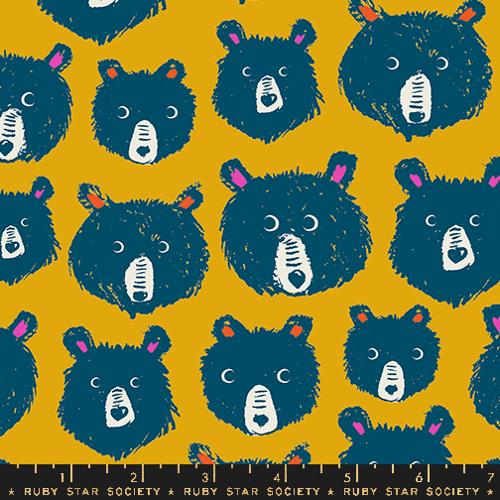 Bears in Goldenrod  -- Teddy And The Bears --  Sarah Watts for Ruby Star Society -- Moda Fabrics