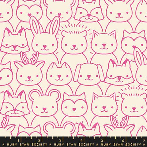 Sup Animals in Raspberry --  Woodland Park by Rashida Coleman Hale for Ruby Star Society -- Moda Fabrics