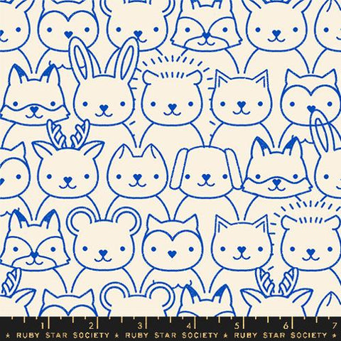 Sup Animals in Blue Ribbon --  Woodland Park by Rashida Coleman Hale for Ruby Star Society -- Moda Fabrics