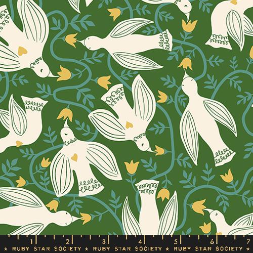 Hummingbirds Americana in Sarah Green--- Endpaper by Jen Hewett for Ruby Star Society -- Moda Fabric