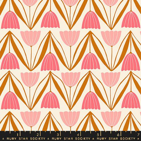 Tulips 30s And Retro Vintage Flowers in Natural --- Endpaper by Jen Hewett for Ruby Star Society -- Moda Fabric