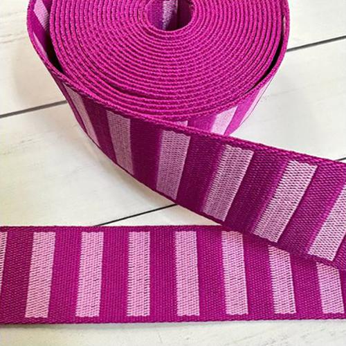 1.5" Wide Webbing/Strapping Bold Stripe Web Berry/Peony -- Stitch Supply Co.