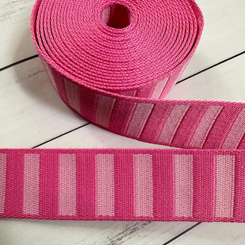 1.5" Wide Webbing/Strapping Bold Stripe Flamingo/Pale Pink -- Stitch Supply Co.