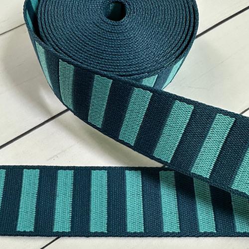 1.5" Wide Webbing/Strapping Bold Stripe Peacock/Turquoise -- Stitch Supply Co.