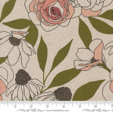 Mochi Linen in Paper Canvas -  Botany by Alli K Designs -- Moda Fabrics