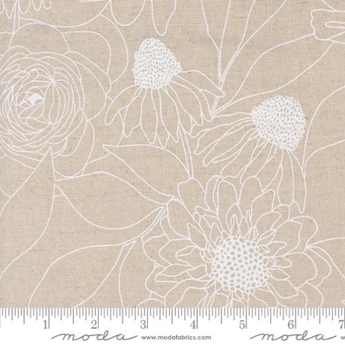 Floral Outline Mochi Linen in Paper Canvas -  Botany by Alli K Designs -- Moda Fabrics