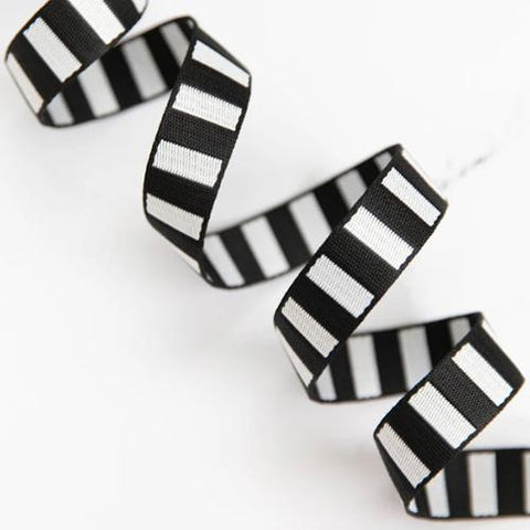 1" Bold Stripe Web Black/White -- Stitch Supply Co.