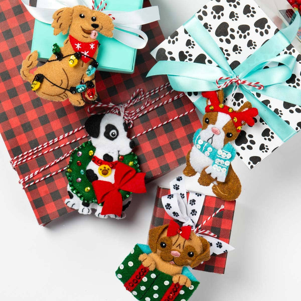 Bucilla Christmas Dogs Felt Ornaments Set of 6