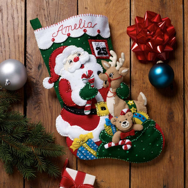 Bucilla Santa & Friends Felt Stocking 18"