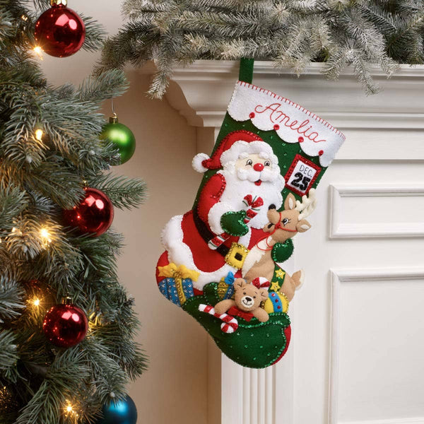 Bucilla Santa & Friends Felt Stocking 18"