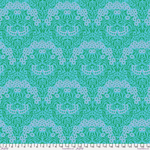 Michaelmas Daisy - Aqua || Kaffe x Morris & Co. Cotton Lawn -- Free Spirit Fabrics