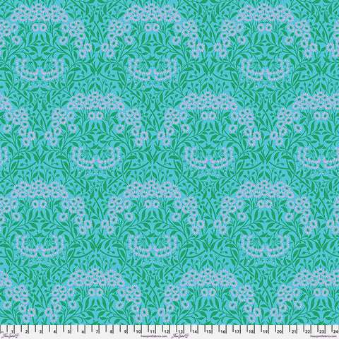 Michaelmas Daisy - Aqua || Kaffe x Morris & Co. Cotton Lawn -- Free Spirit Fabrics