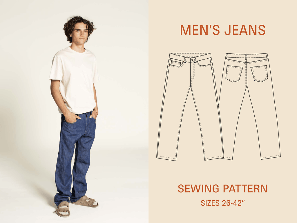 Jeans Sewing Pattern-Men's sizes 26-42" -- Wardrobe by Me