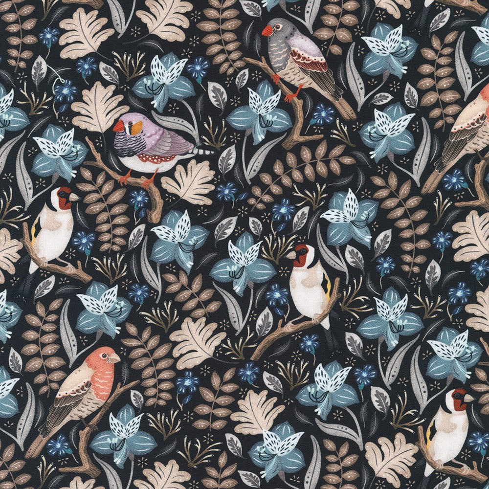 Birds in EARTH from Feathers and Flora --- Robert Kaufman Fabrics