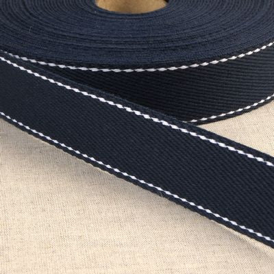 100% Cotton Webbing with Stitches, Navy -- Products from Abroad