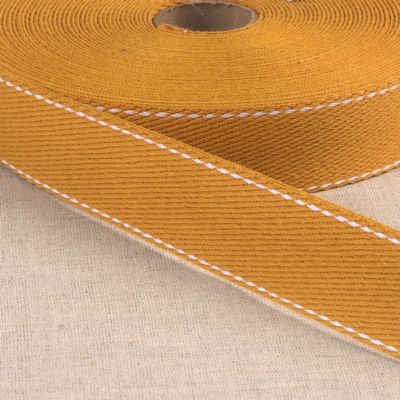 100% Cotton Webbing with Stitches, Mustard-- Products from Abroad