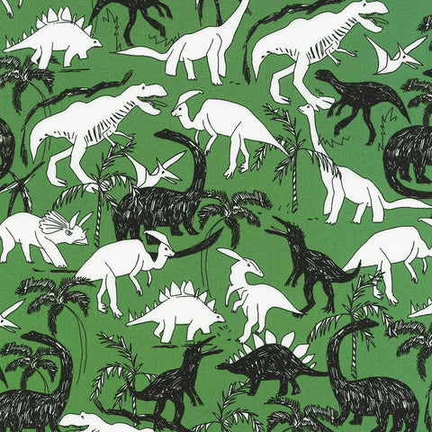 GREEN Dinosaurs by Sevenberry from Musings --- Robert Kaufman Fabric (Copy)