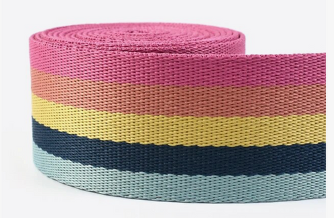 Polyester Pastel Rainbow Webbing Tape 38mm