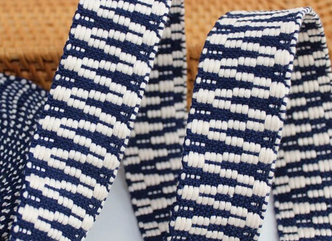 Navy White Woven Webbing Tape 38mm