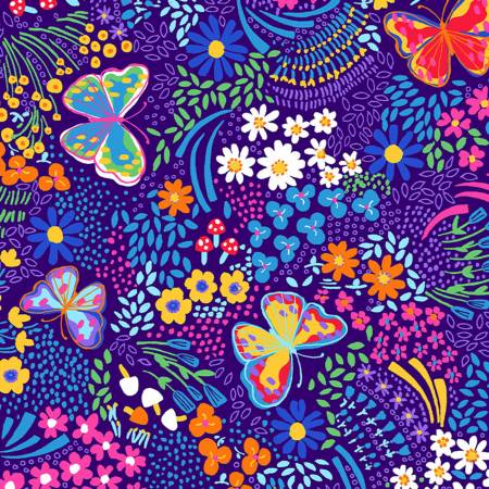 Violet Flowerbed Anti-Pill Winter Fleece Print