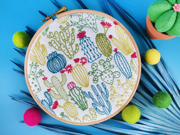 Cacti Cactus Handmade Embroidery Pattern Fabric Pack