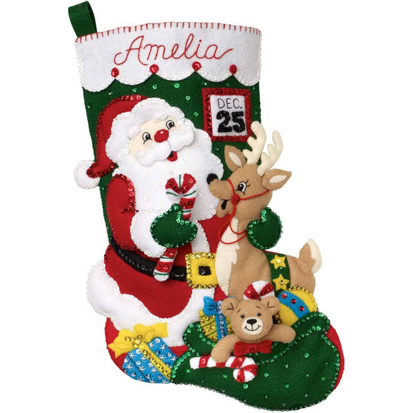 Bucilla Santa & Friends Felt Stocking 18"