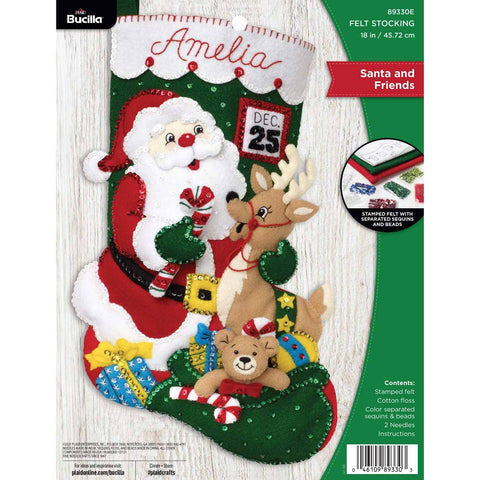 Bucilla Santa & Friends Felt Stocking 18"