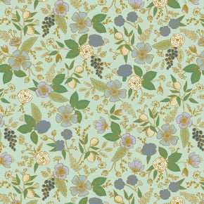 Colette in Mint Metallic--- Orchard by Rifle Paper Co. for Cotton + Steel Fabrics