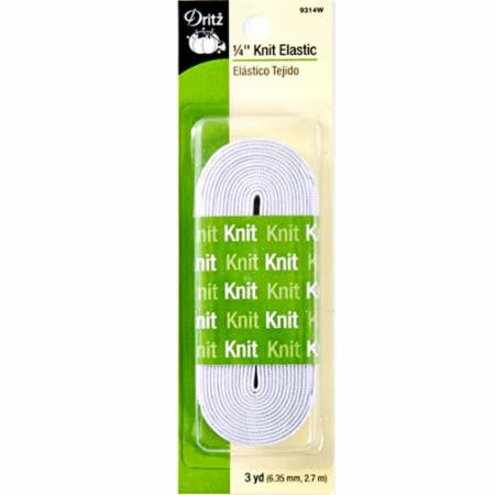 Knit Elastic 1/4"x3yd White-- Dritz
