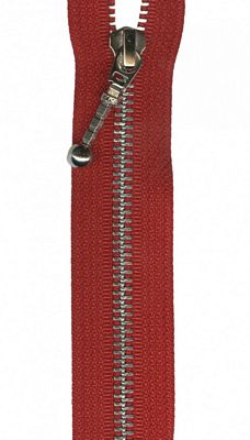 Silver 22" Separating Zipper --  Red