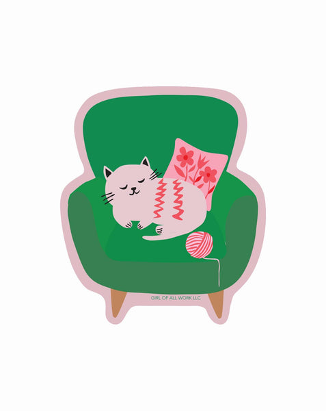 ARMCHAIR CAT VINYL STICKER – Three Little Birds Sewing Co.