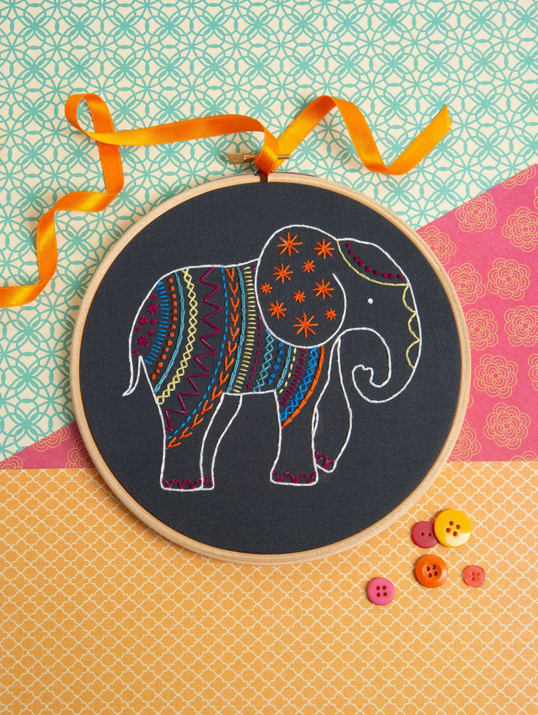 Black Elephant Embroidery Kit